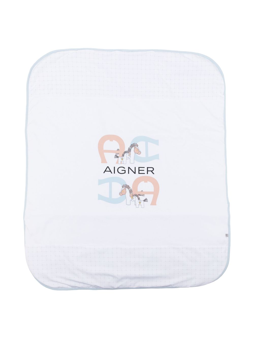 Aigner Kids logo印花比马棉婴儿毯子 - 蓝色