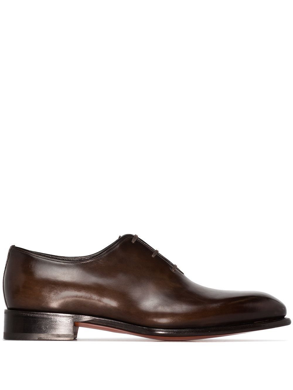 Santoni 皮质系带乐福鞋 - 褐色
