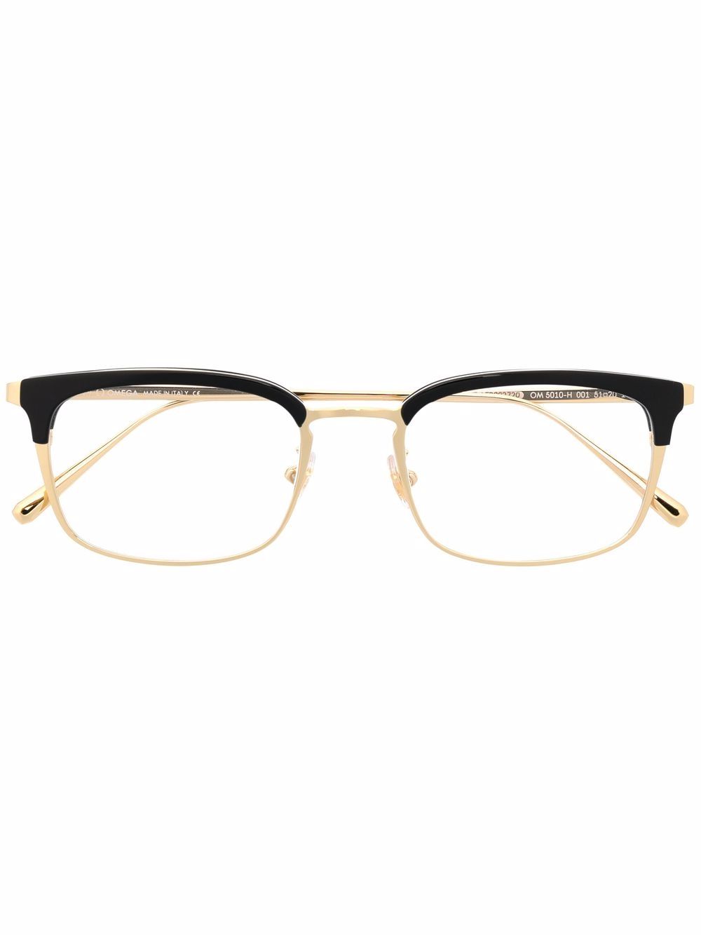 OMEGA EYEWEAR 双色方框光学眼镜 - 金色