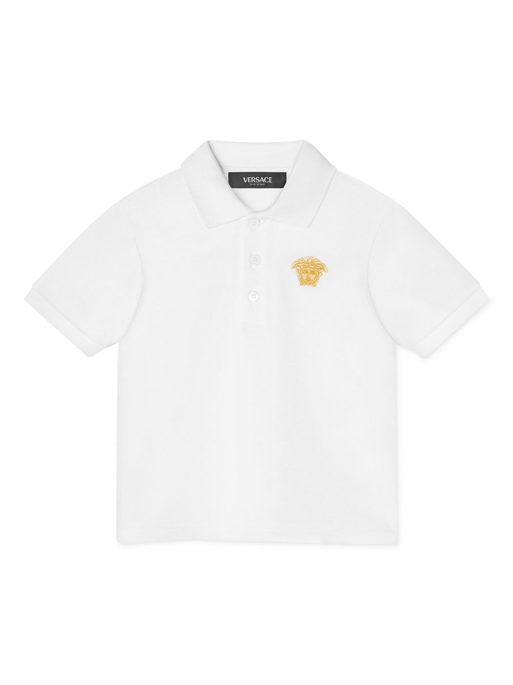 Versace Kids 美杜莎头刺绣polo衫 - 白色
