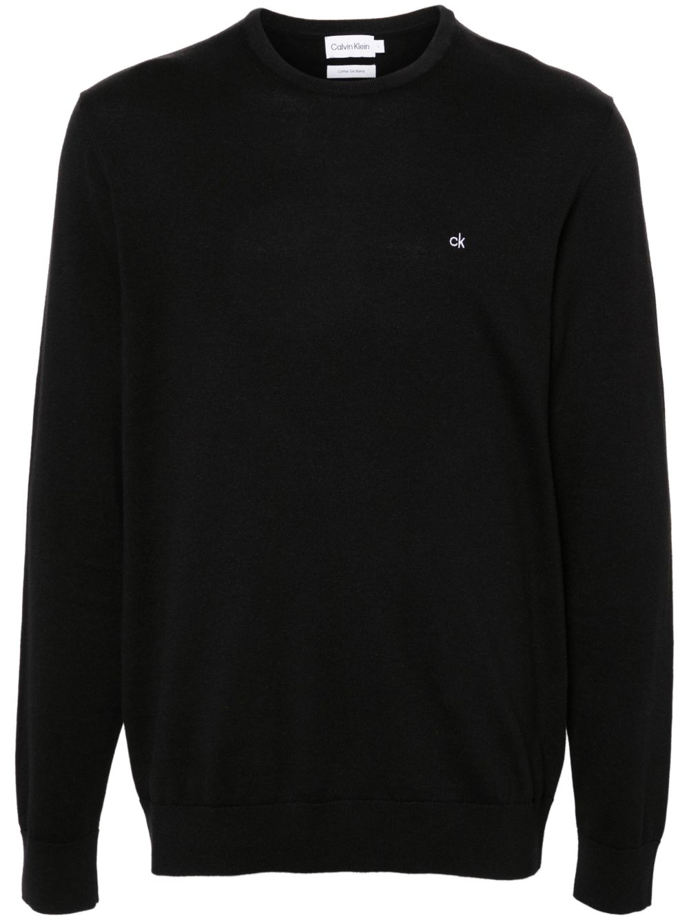 Calvin Klein logo刺绣毛衣 - 黑色