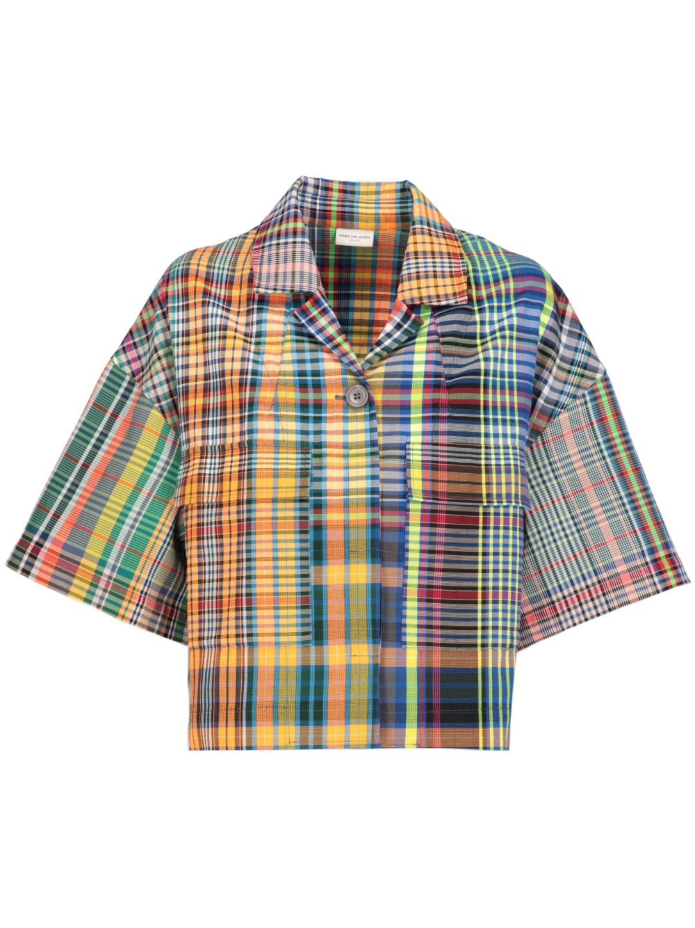 Dries Van Noten Pre-Owned 格纹棉衬衫（2000年典藏款） - 黄色