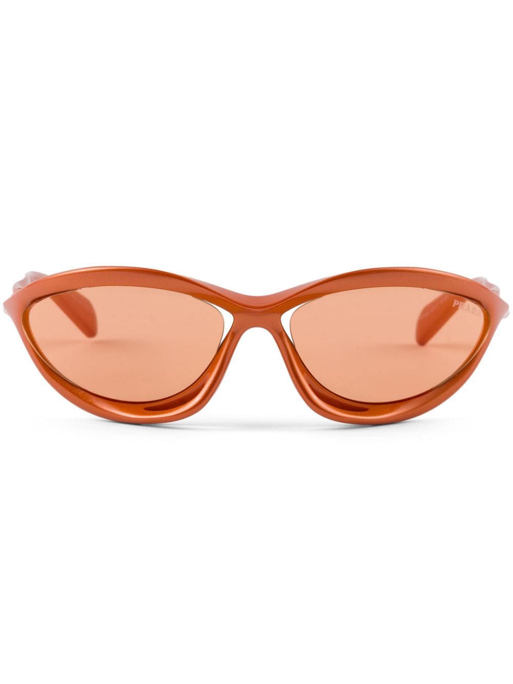 Prada Eyewear 雕塑感盾形镜框太阳眼镜 - 橘色