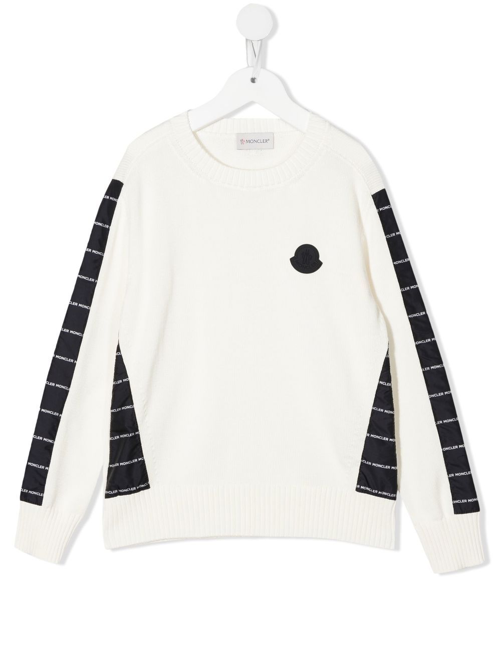 Moncler Enfant 盟可睐 Enfant logo印花双色毛衣 - 白色