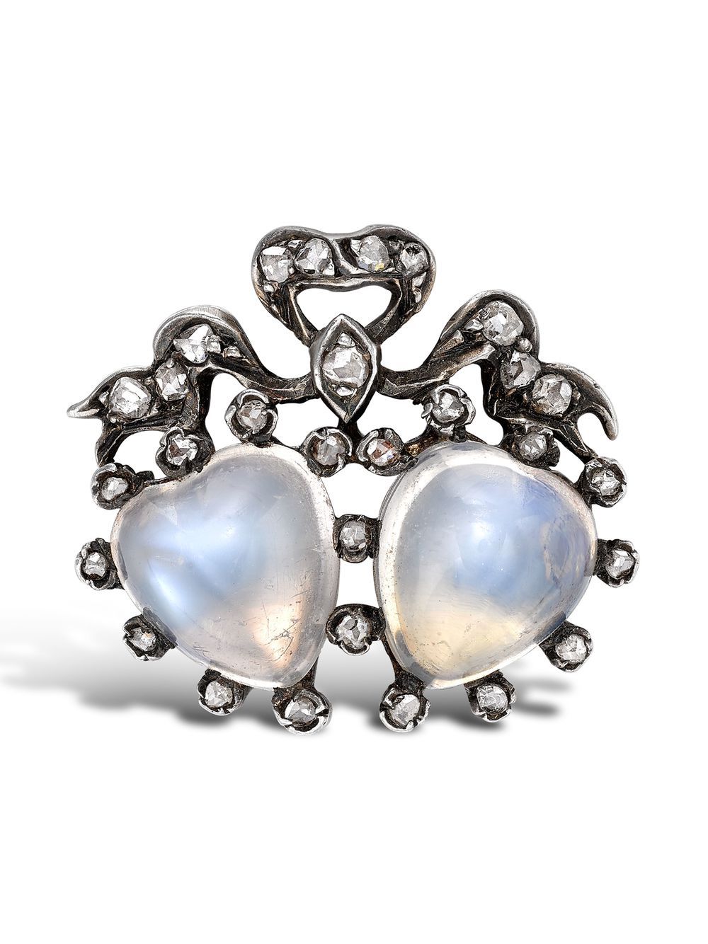 Pragnell Vintage Belle Epoque Moonstone 18K白金铂金胸针 - 银色