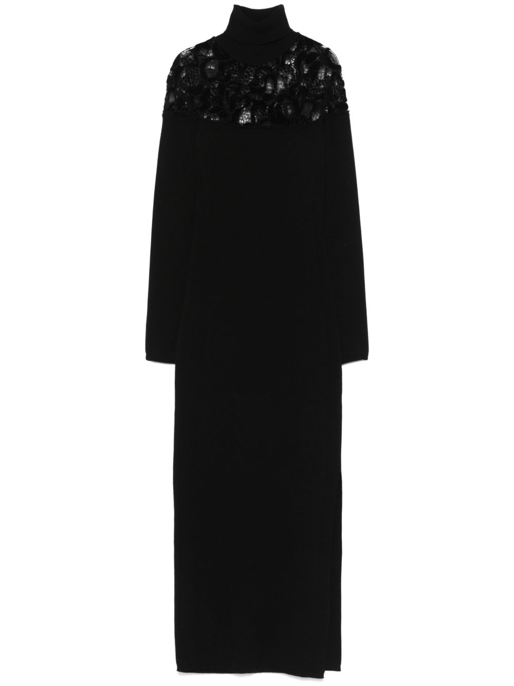 Sonia Rykiel 丝绒蕾丝细节连衣裙 - 黑色