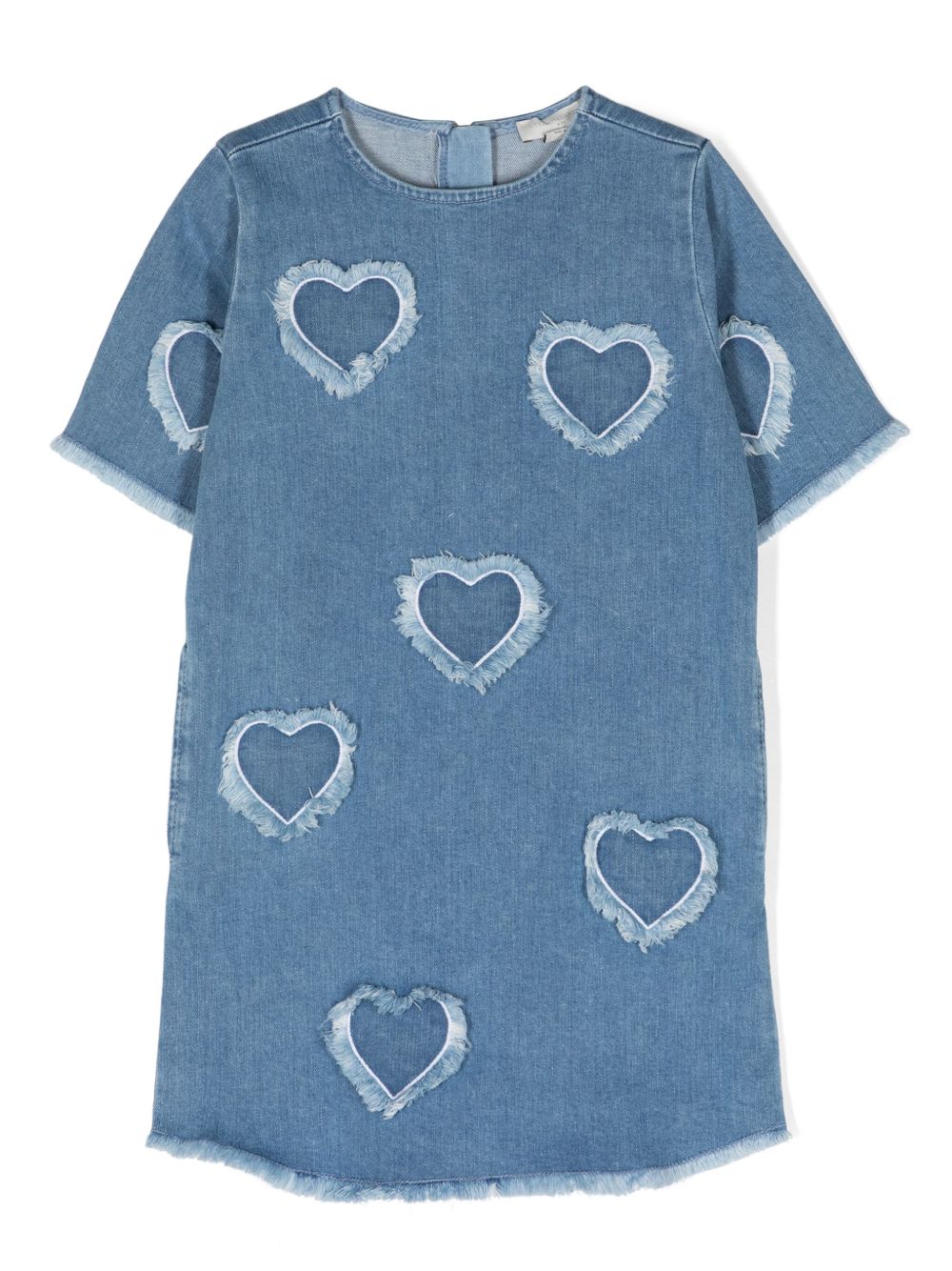 Stella McCartney Kids 心形贴花牛仔中长连衣裙 - 蓝色