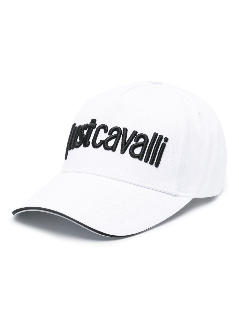Just Cavalli logo刺绣棉棒球帽 - 白色