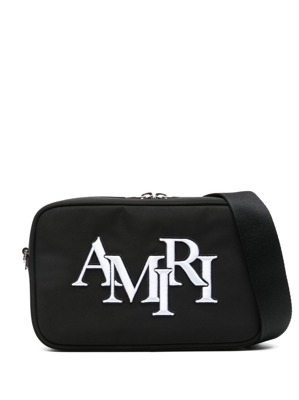 AMIRI Staggered logo刺绣邮差包 - 黑色