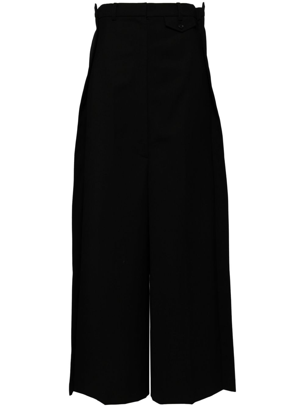 pushBUTTON Black Side Folded 阔腿裤 - 黑色