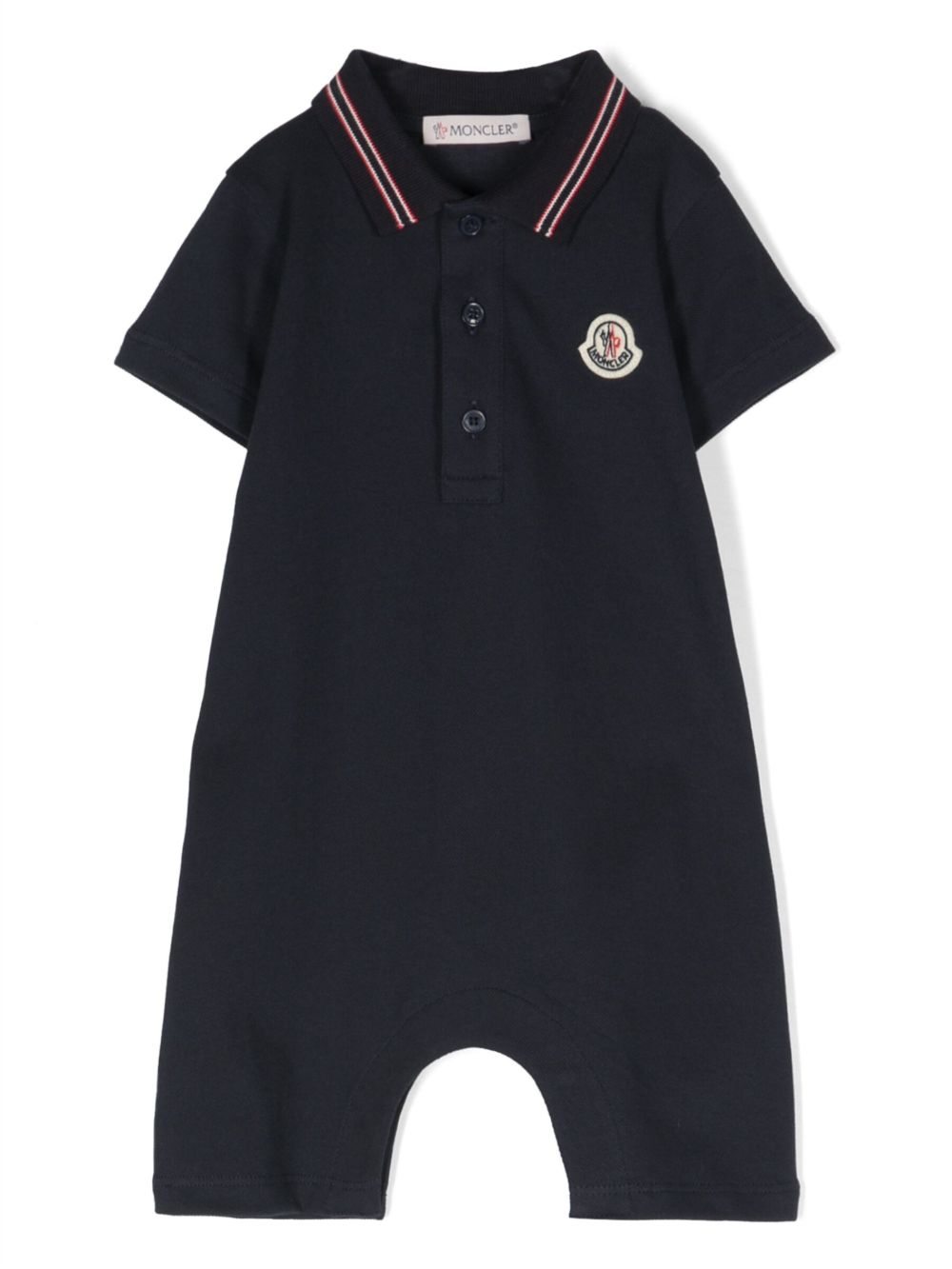 Moncler Enfant 标贴polo领连体短裤 - 蓝色
