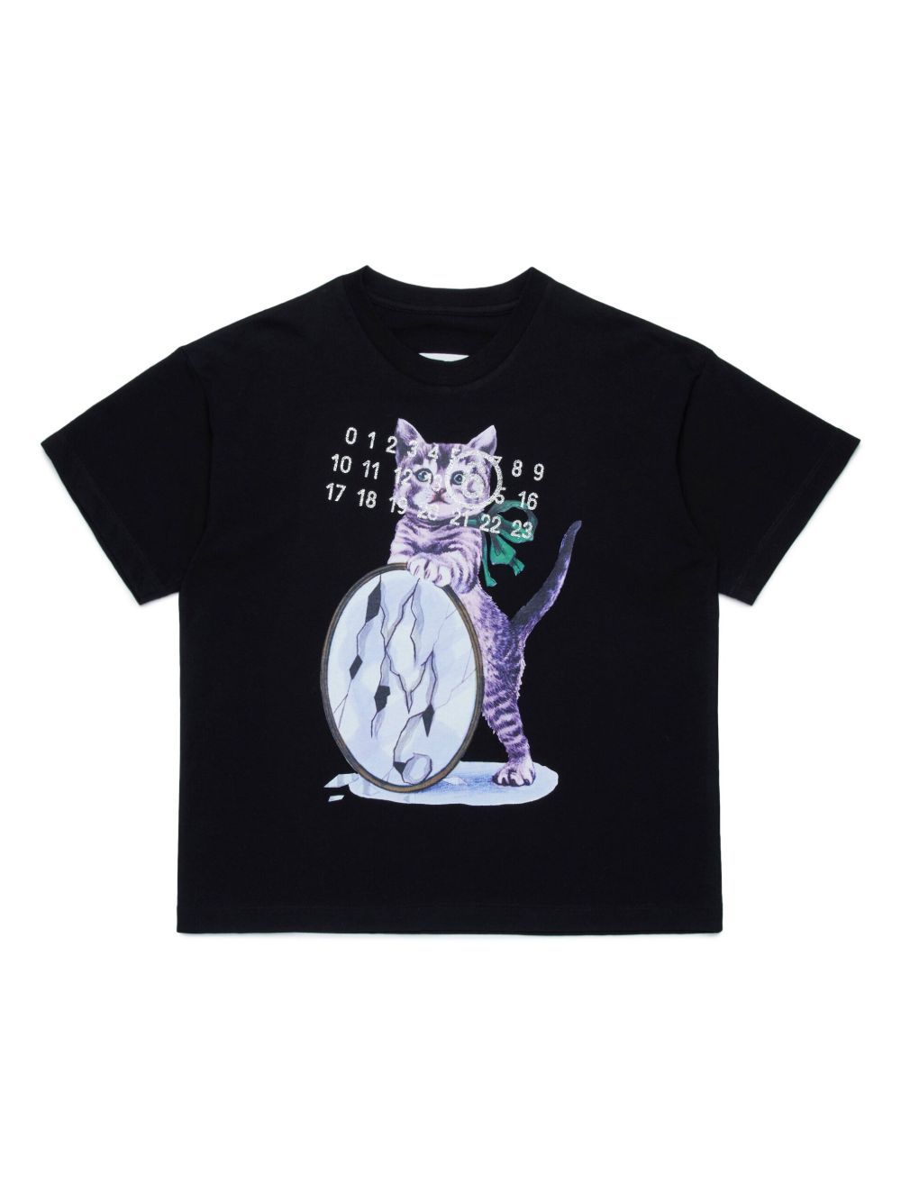 MM6 Maison Margiela Kids 数字图案棉T恤 - 黑色