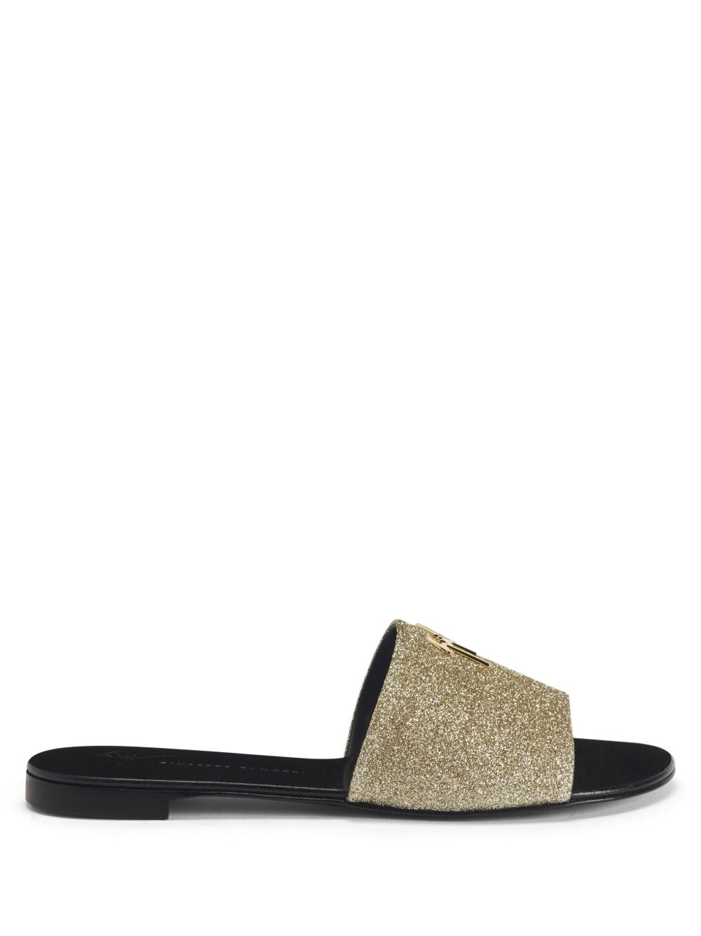 Giuseppe Zanotti Shirley 贴花logo拖鞋 - 金色