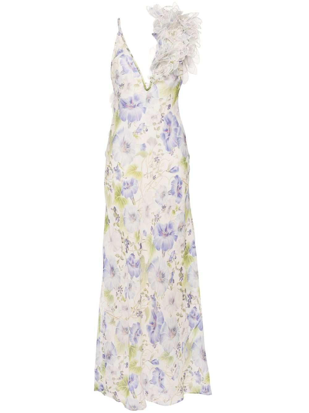 ZIMMERMANN Natura 羽毛袢带吊带礼服 - 白色