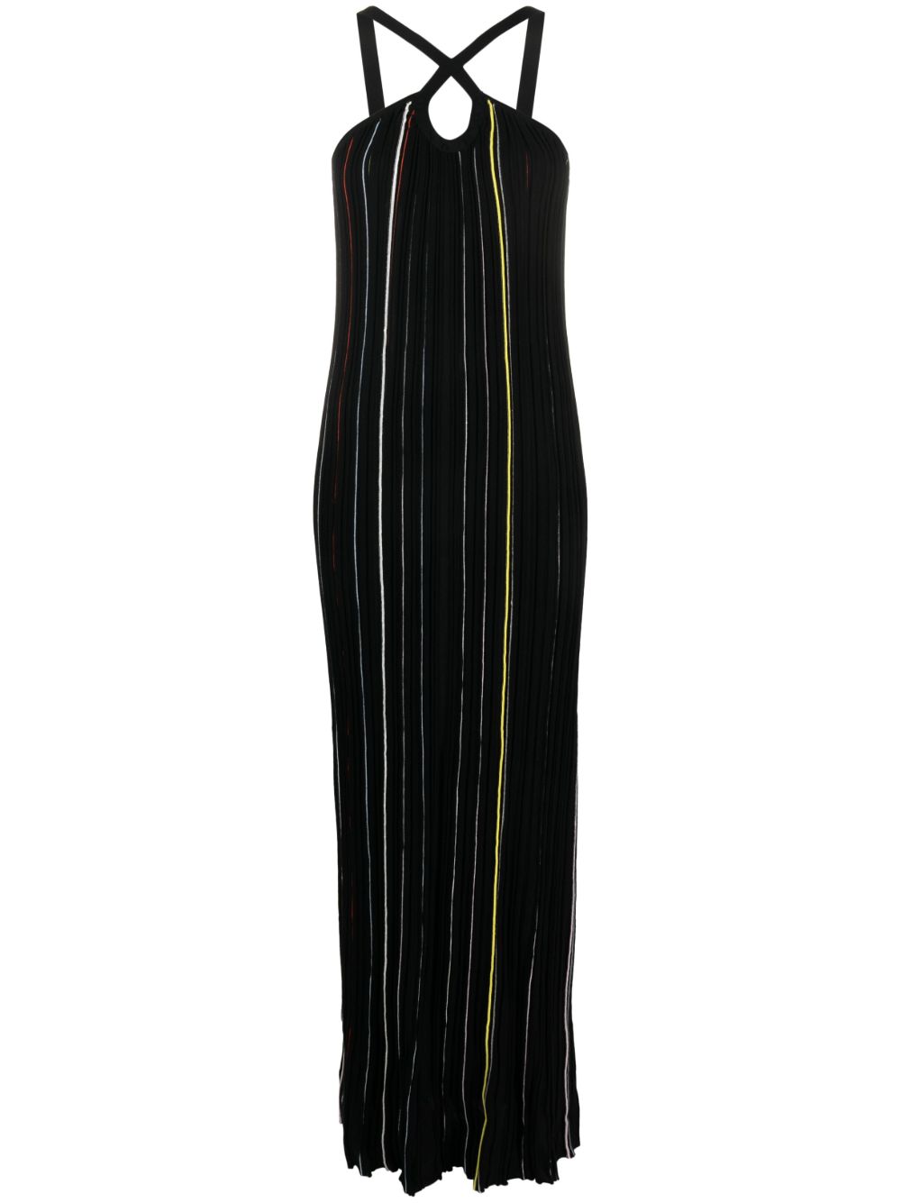 Sonia Rykiel 条纹针织超长连衣裙 - 黑色