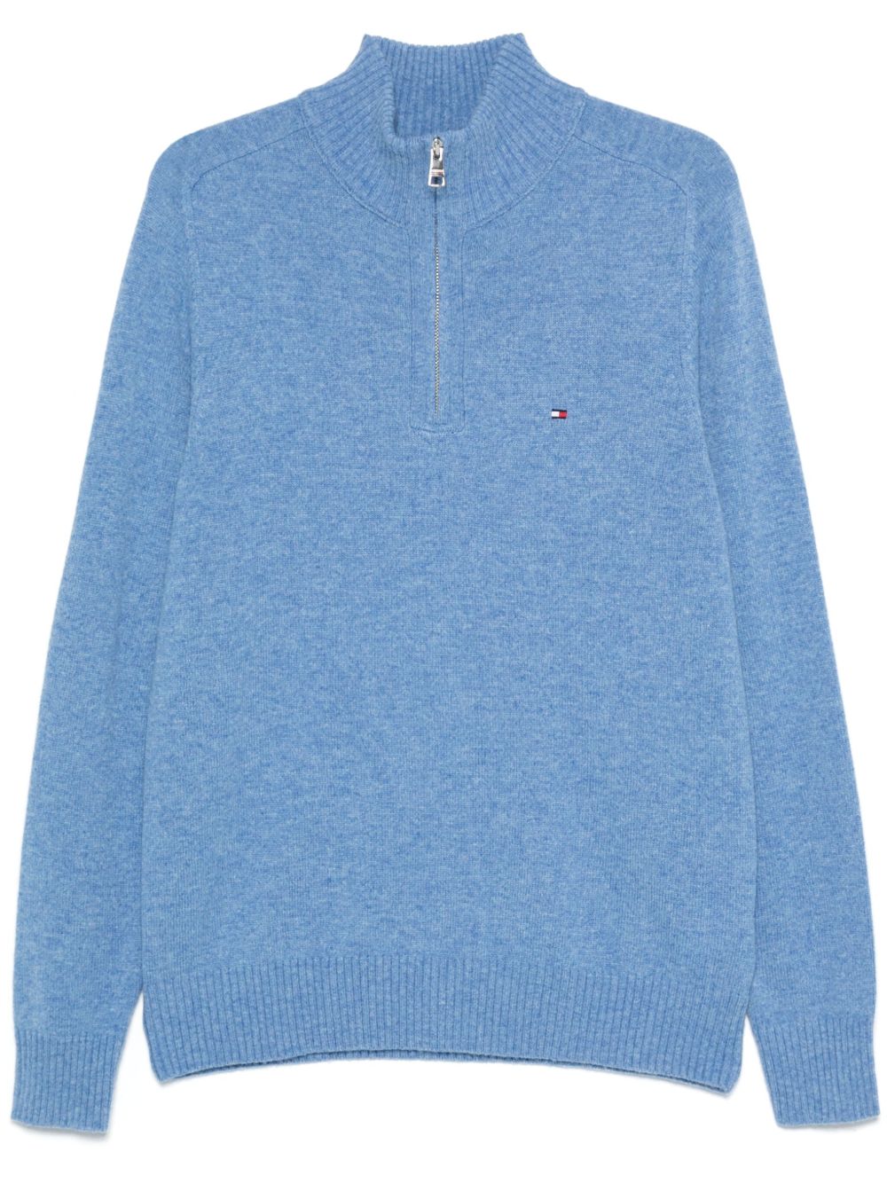 Tommy Hilfiger 羊毛拉链领毛衣 - 蓝色