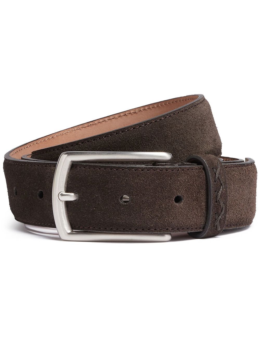 Zegna 同色系缝线细节腰带 - 褐色