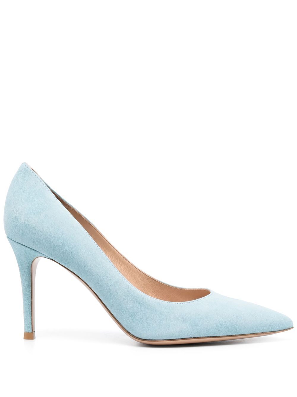 Gianvito Rossi 尖头绒面皮高跟鞋 - 蓝色