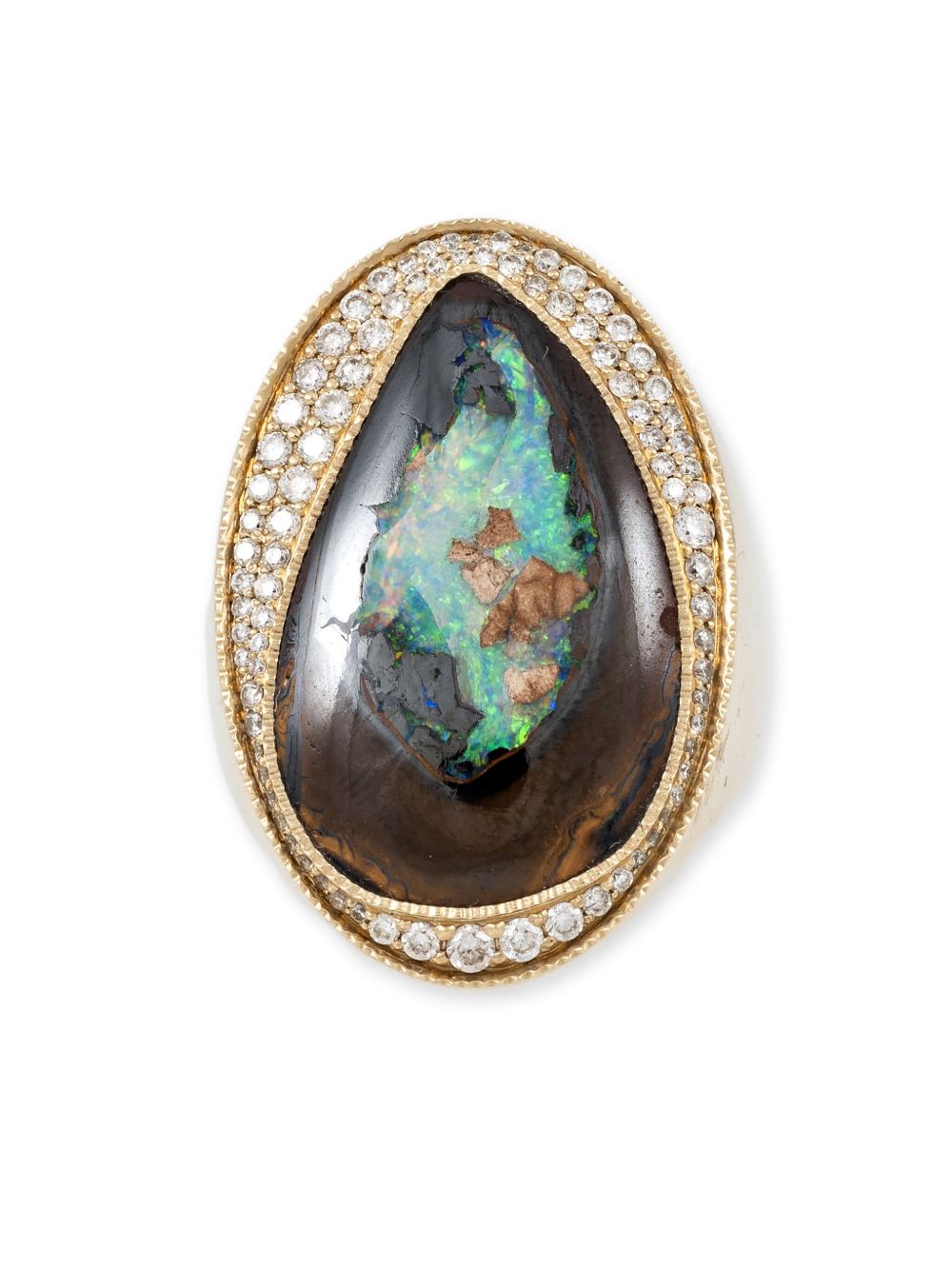 Jacquie Aiche 14K黄金 Freeform Koroit 钻石蛋白石戒指 - 金色