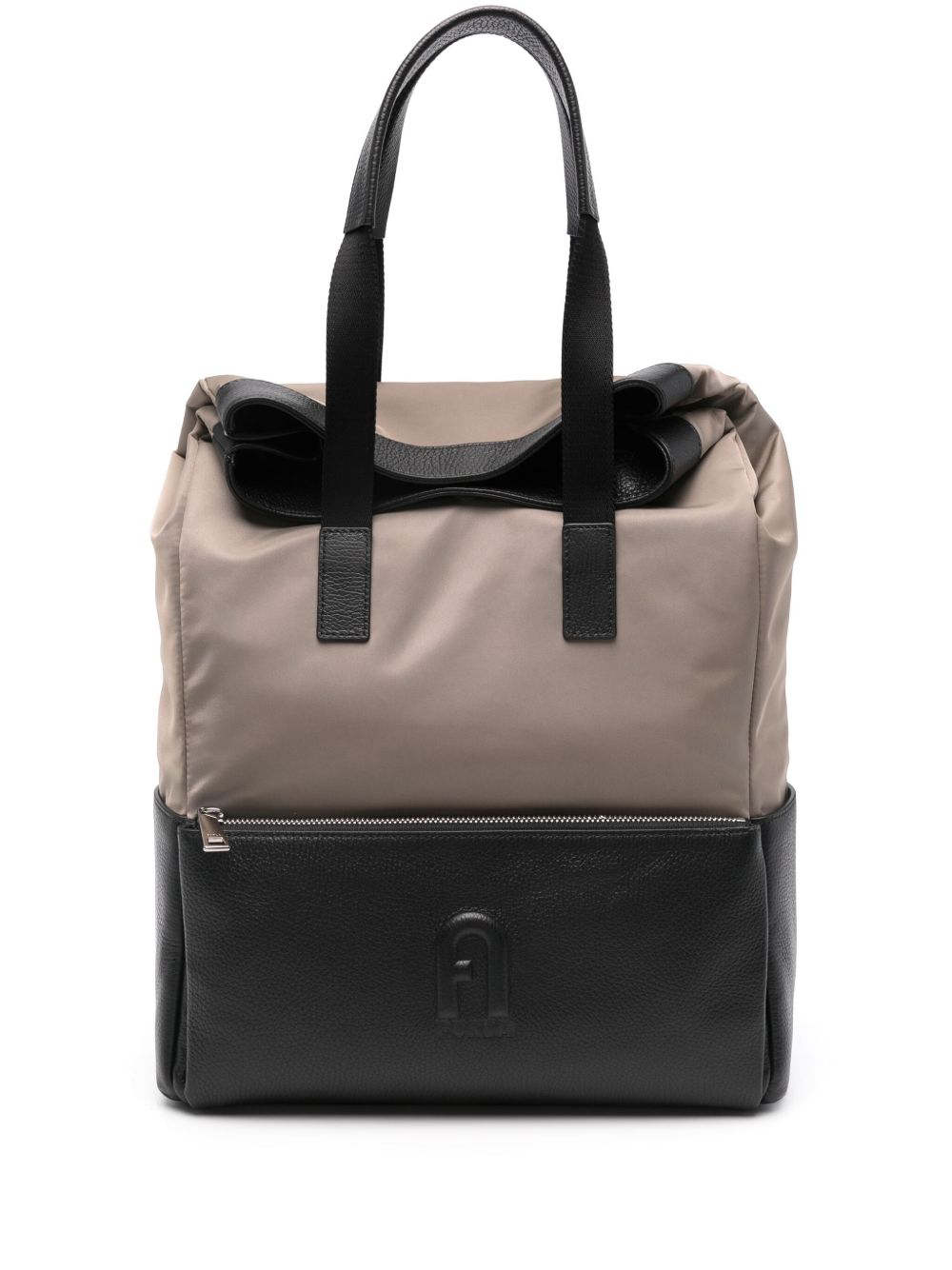 Furla logo压纹双肩包 - 褐色