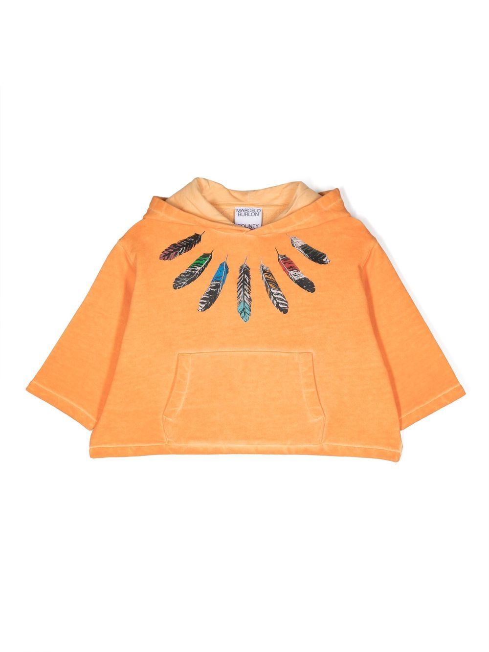 Marcelo Burlon County Of Milan Kids 羽毛印花连帽衫 - 橘色