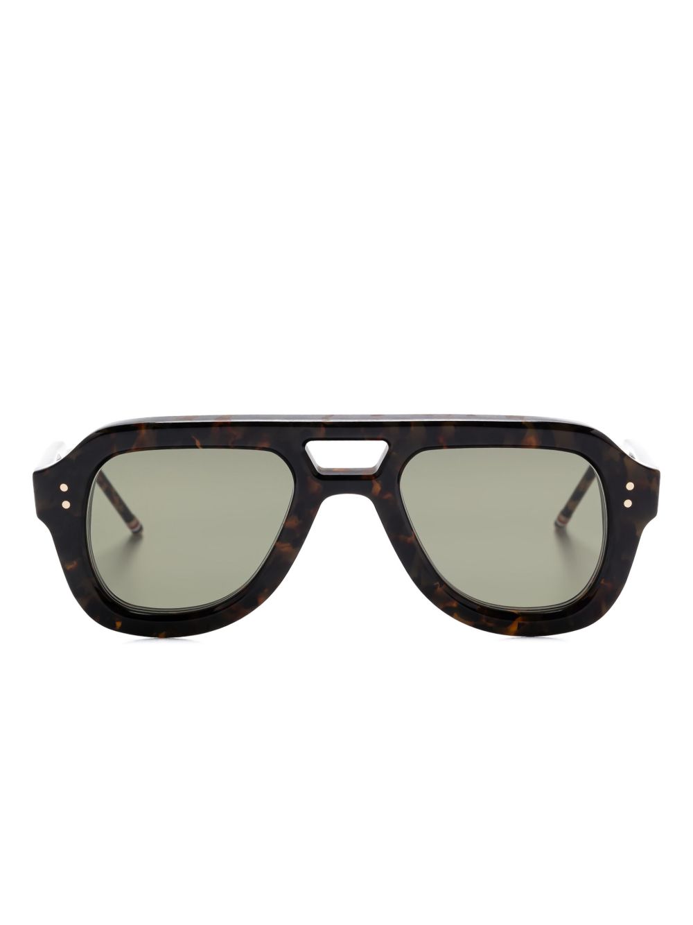 Thom Browne Eyewear 飞行员镜框太阳眼镜 - 褐色