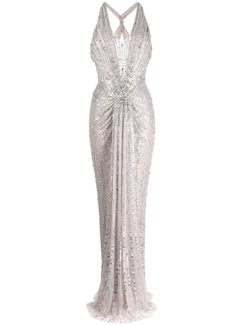 Jenny Packham Lana 晶饰超长连衣裙 - 银色