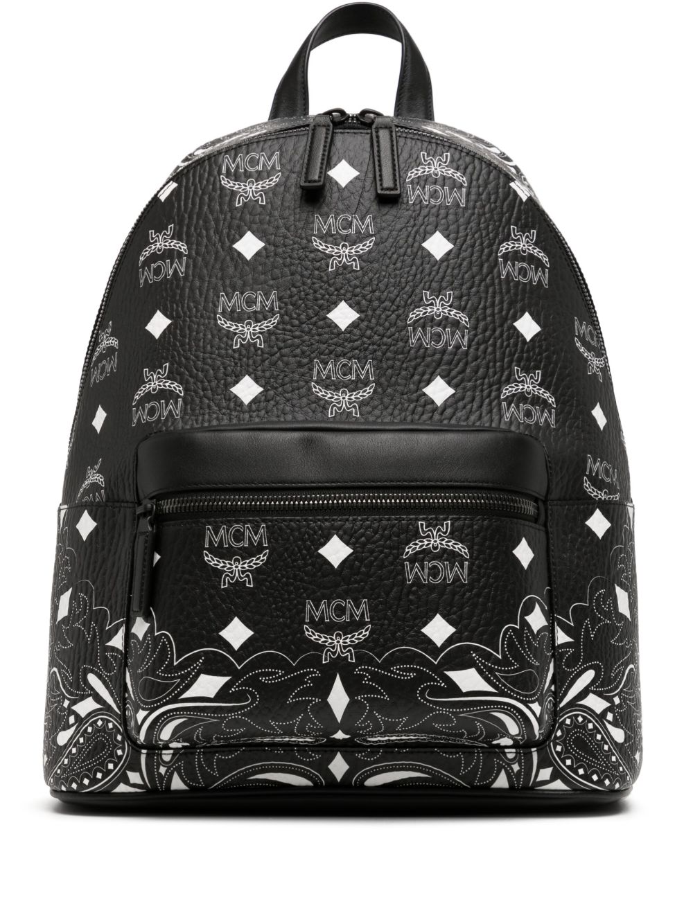 MCM Stark 中号扎染印花双肩包 - 黑色