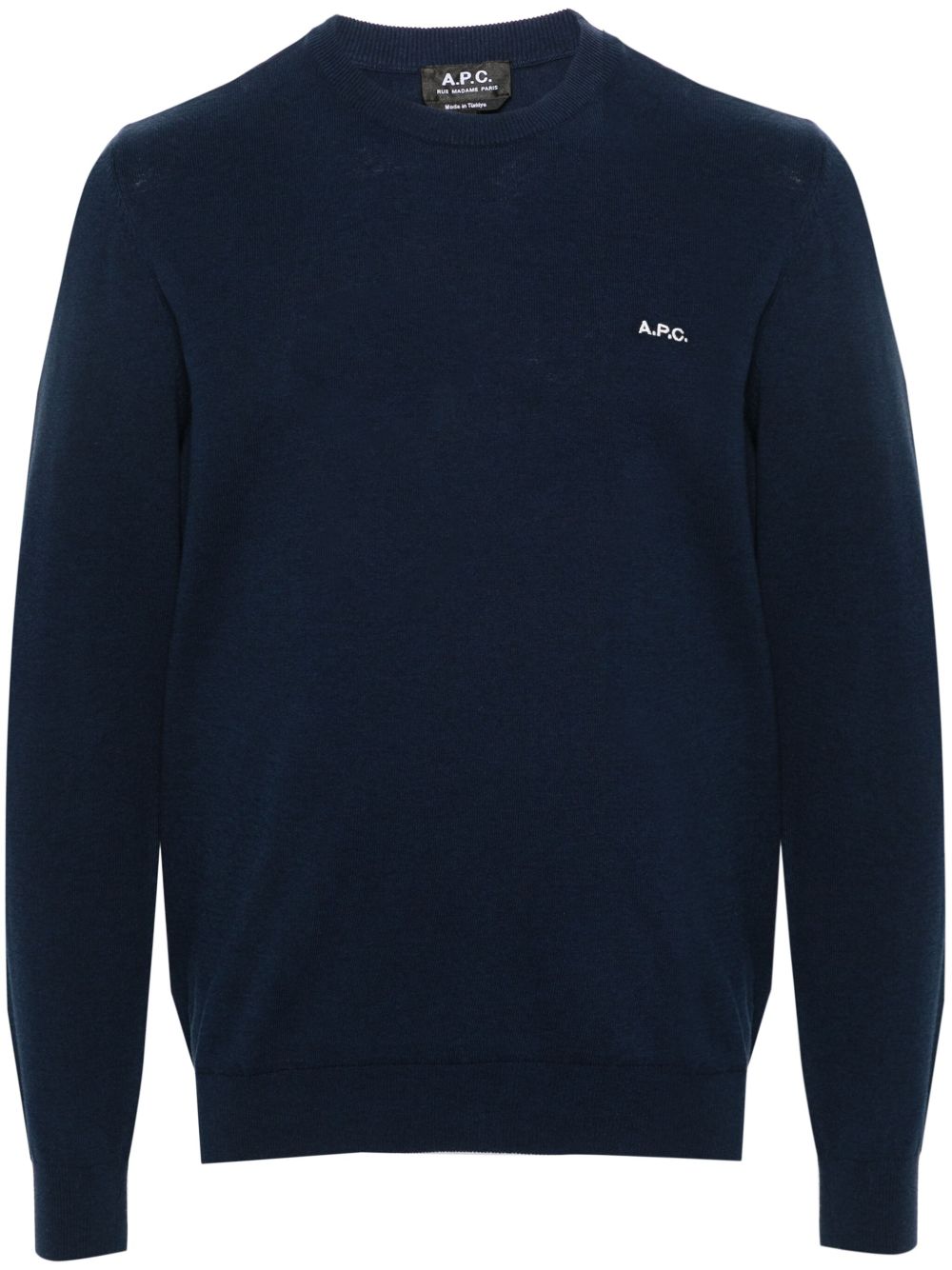 A.P.C. logo刺绣毛衣 - 蓝色