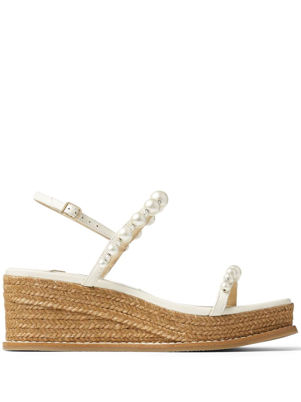 Jimmy Choo Amatuus 珠饰中坡跟凉鞋 - 白色