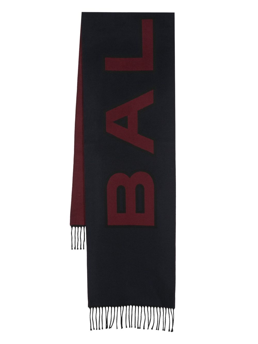 Bally 嵌花logo初剪羊毛围巾 - 蓝色
