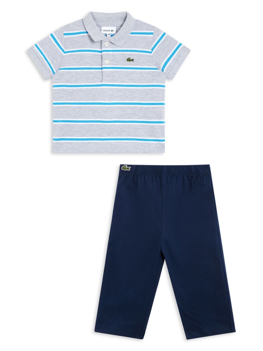 Lacoste logo贴花长裤套装 - 灰色
