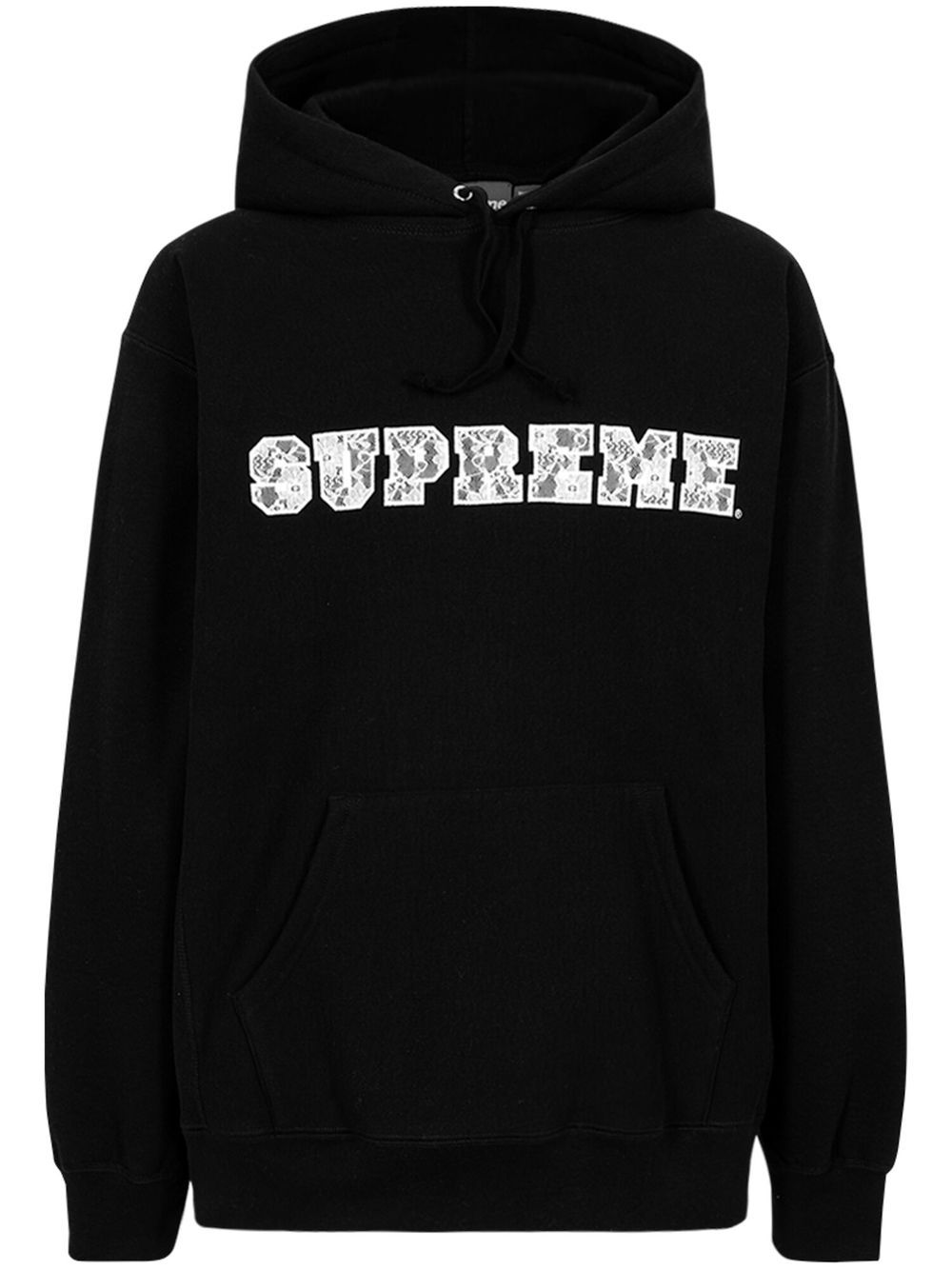 Supreme 蕾丝细节logo连帽衫 - 黑色