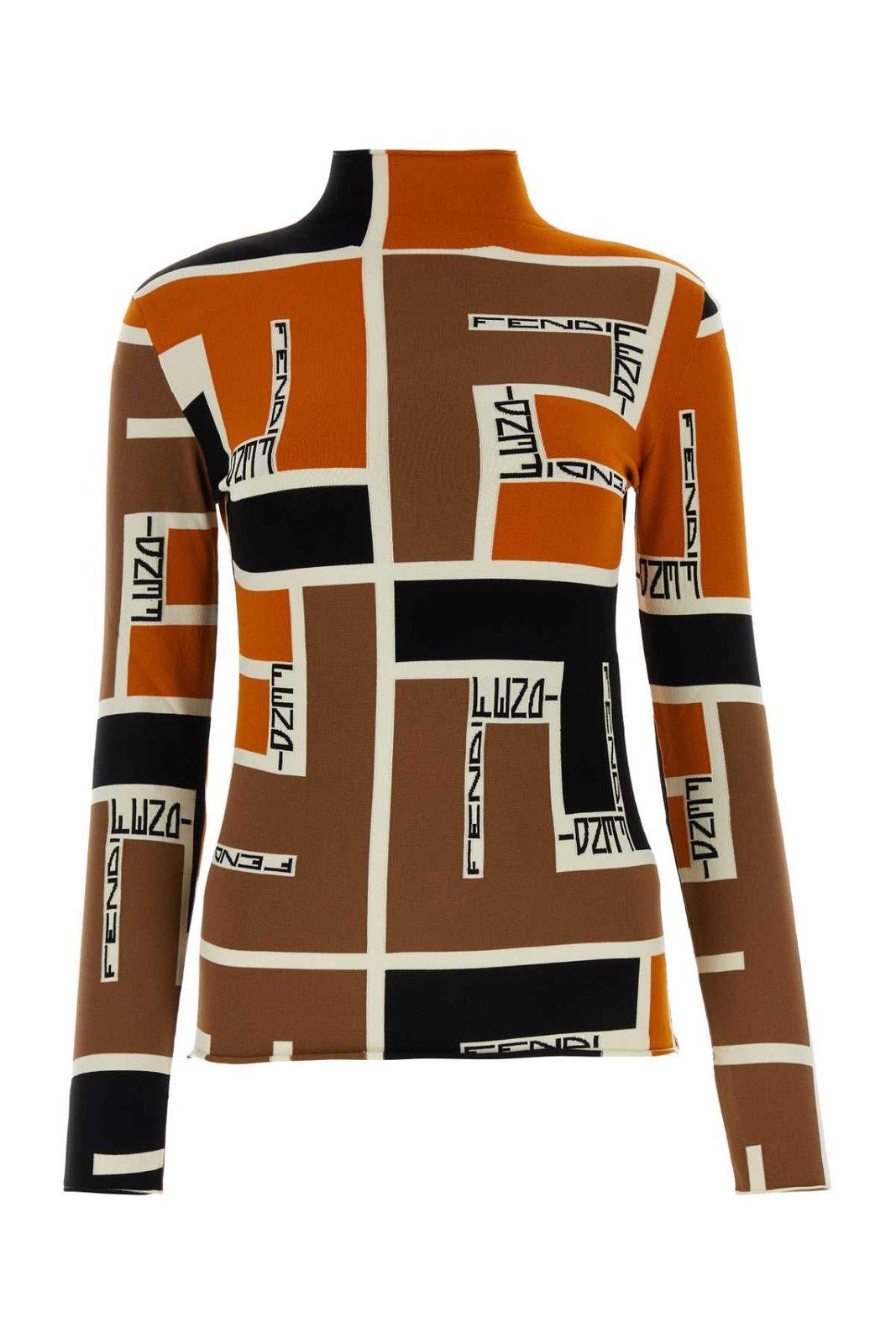 Fendi 高领印花针织衫