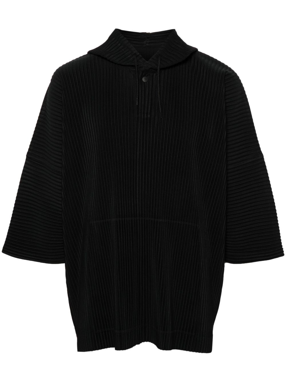 Homme Plissé Issey Miyake Mc June细褶连帽T恤 - 黑色