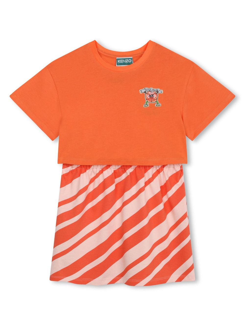 Kenzo Kids 分层式棉连衣裙 - 橘色