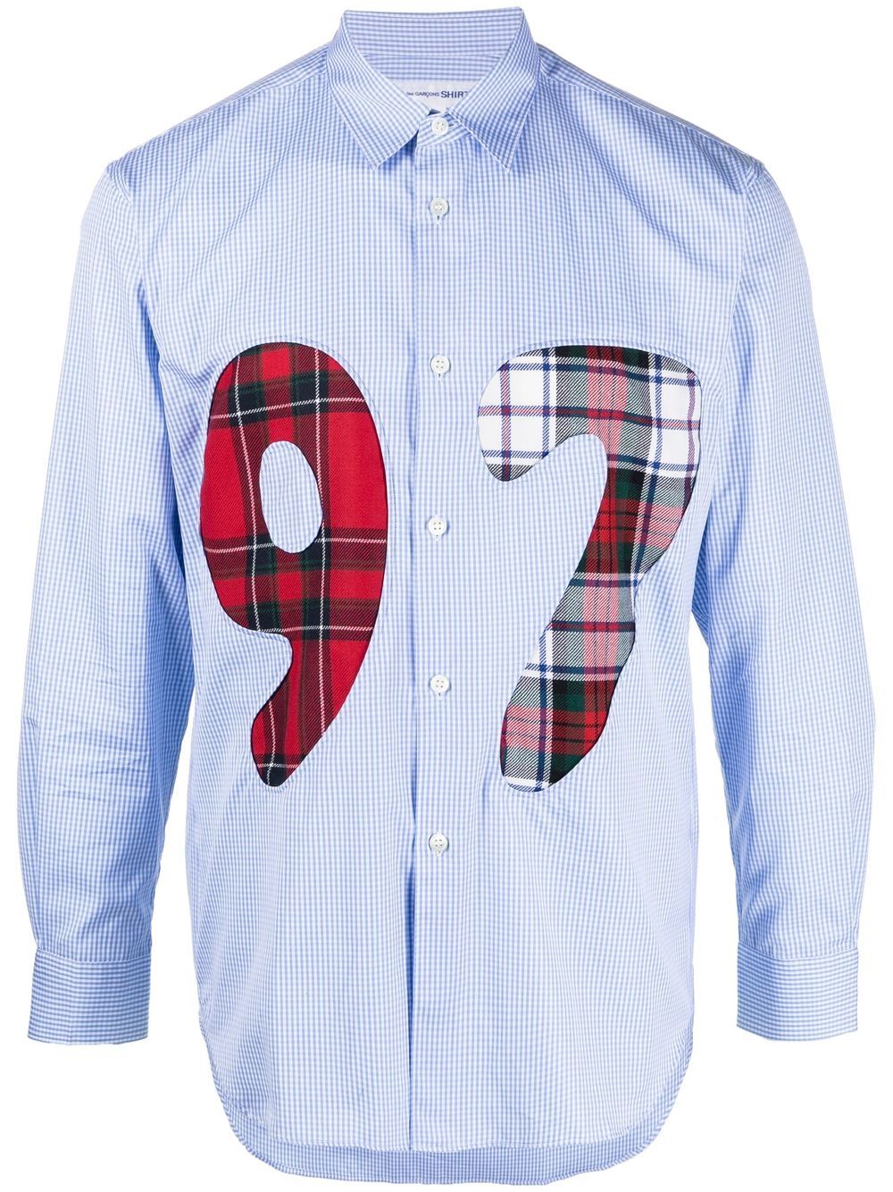 Comme Des Garçons Shirt 格纹图案编号衬衫 - 蓝色