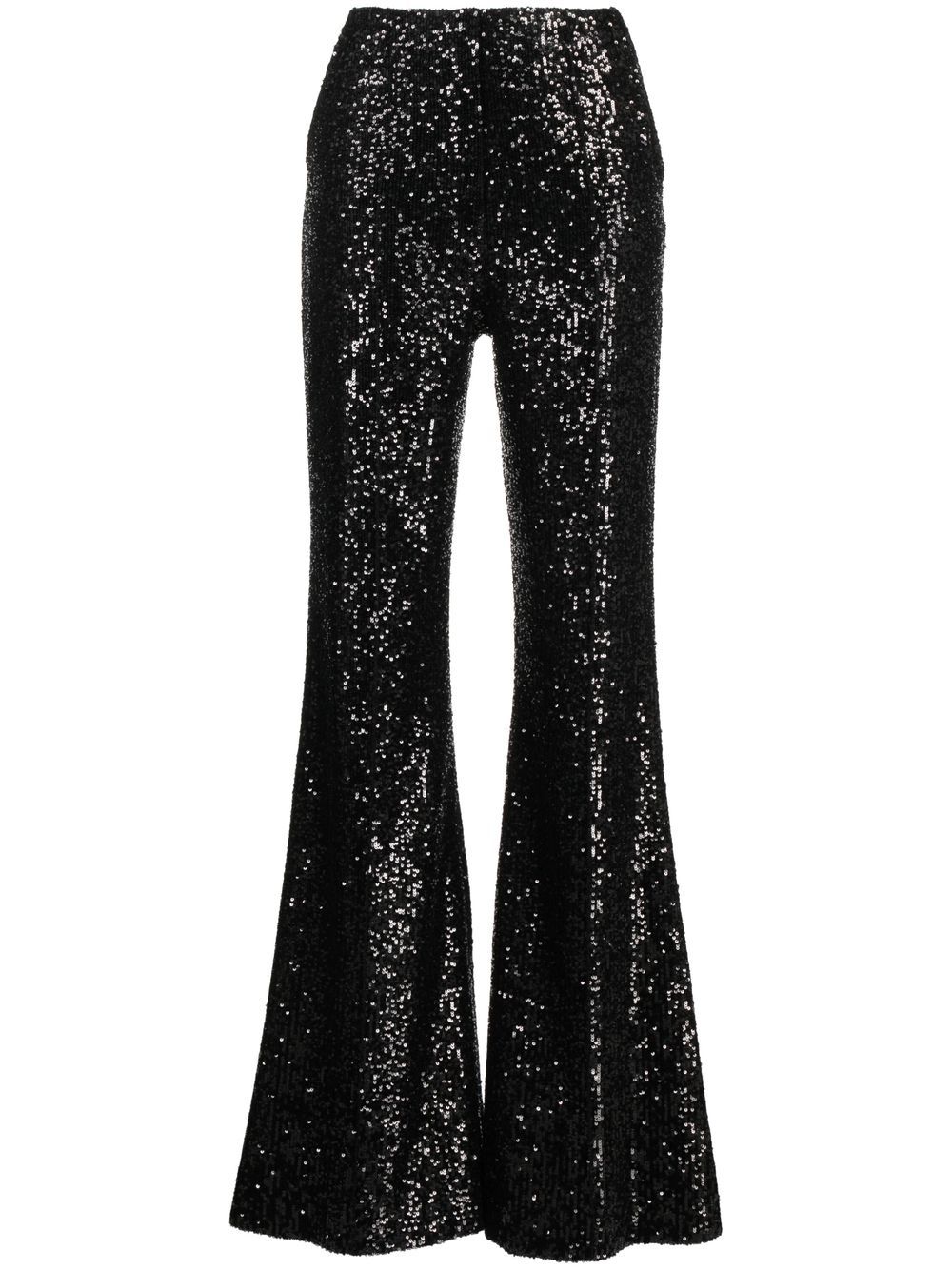 Elie Saab 亮片缀饰喇叭裤 - 黑色