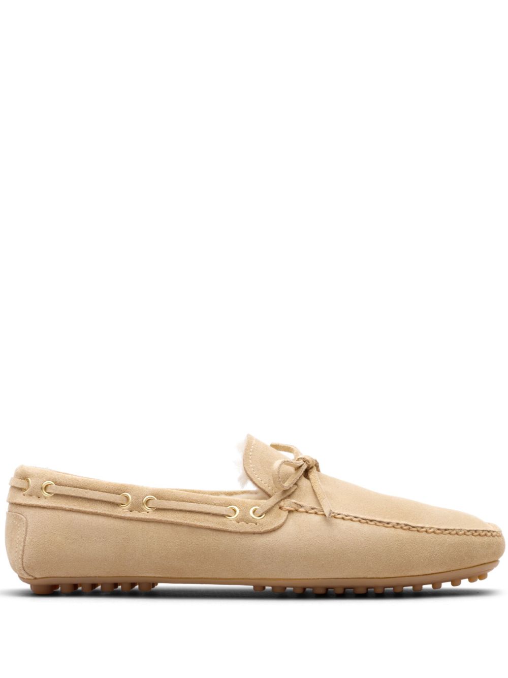 Car Shoe 皮草衬里绒面皮乐福鞋 - 中性色