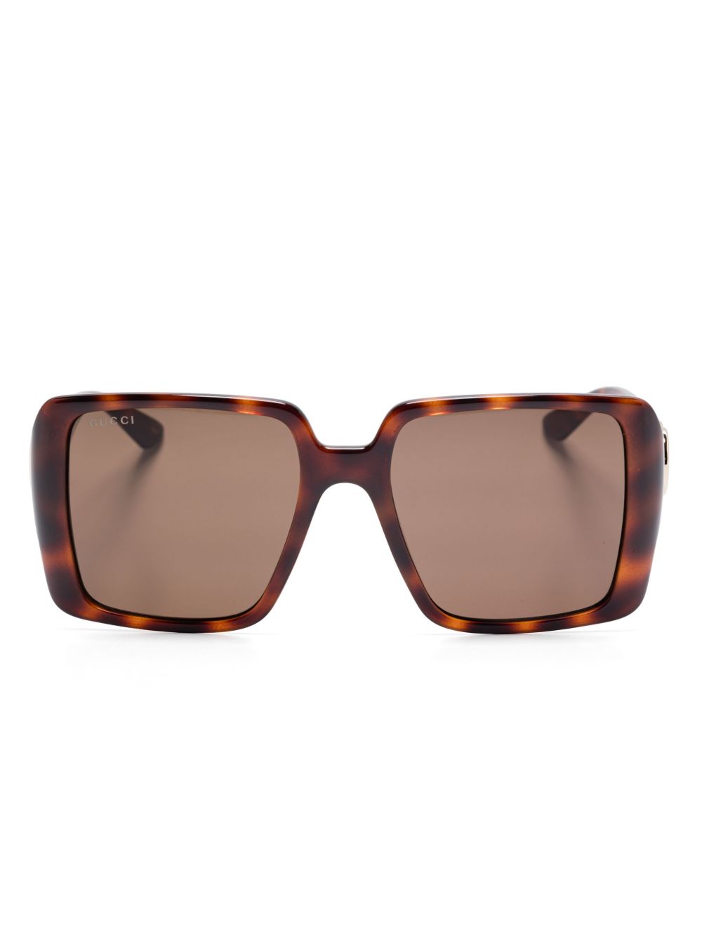 Gucci Eyewear 玳瑁纹方框太阳眼镜 - 褐色