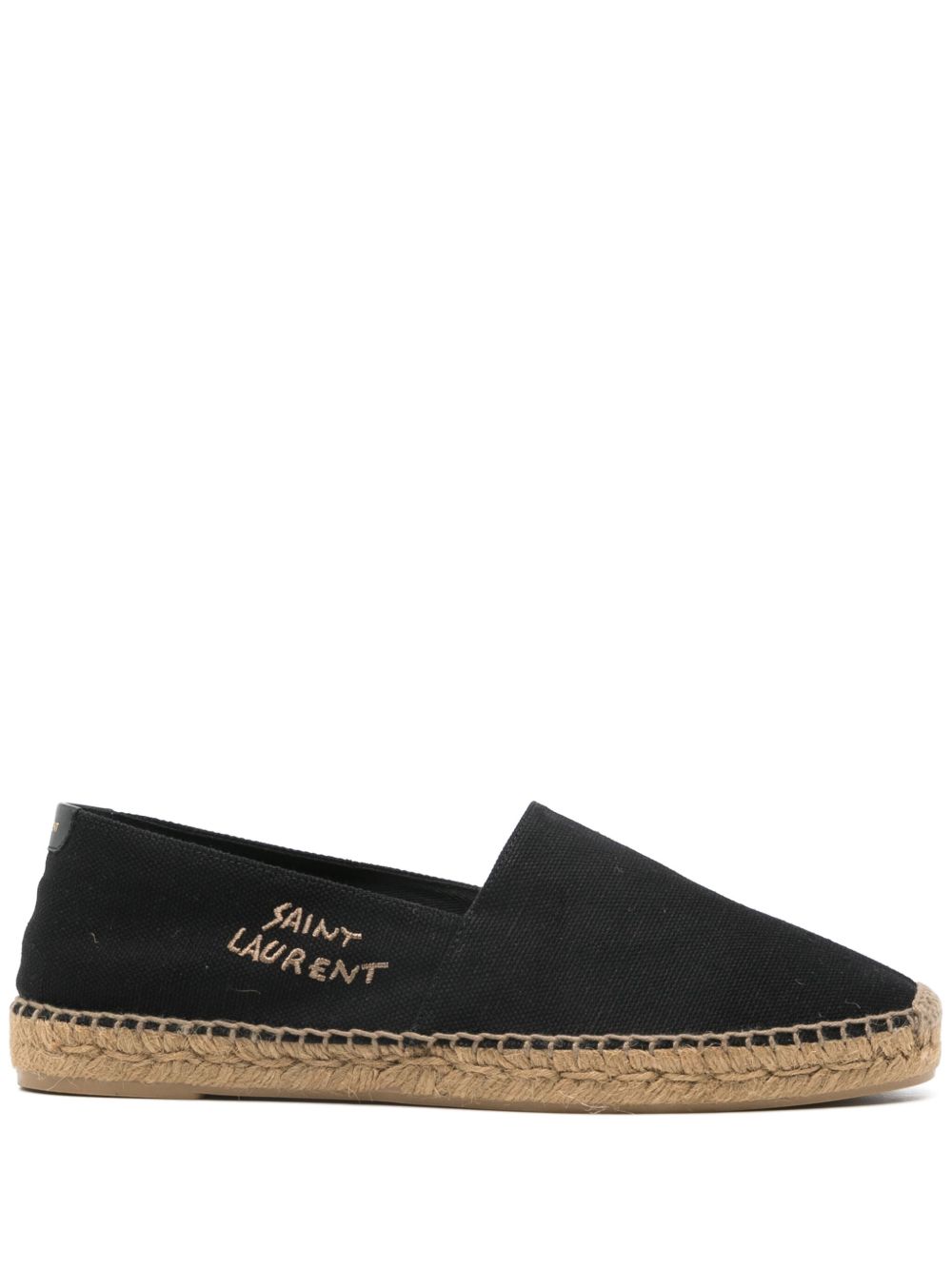 Saint Laurent logo刺绣草编鞋 - 黑色