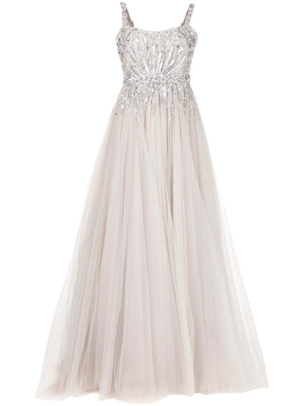 Jenny Packham 缀饰方领礼服 - 银色