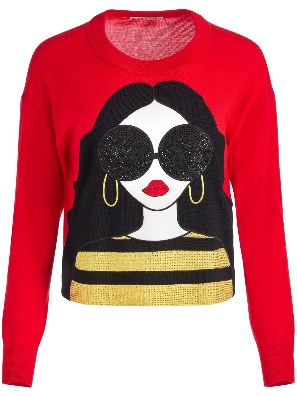 alice + olivia Gleeson Appliqué Staceface 毛衣 - 红色