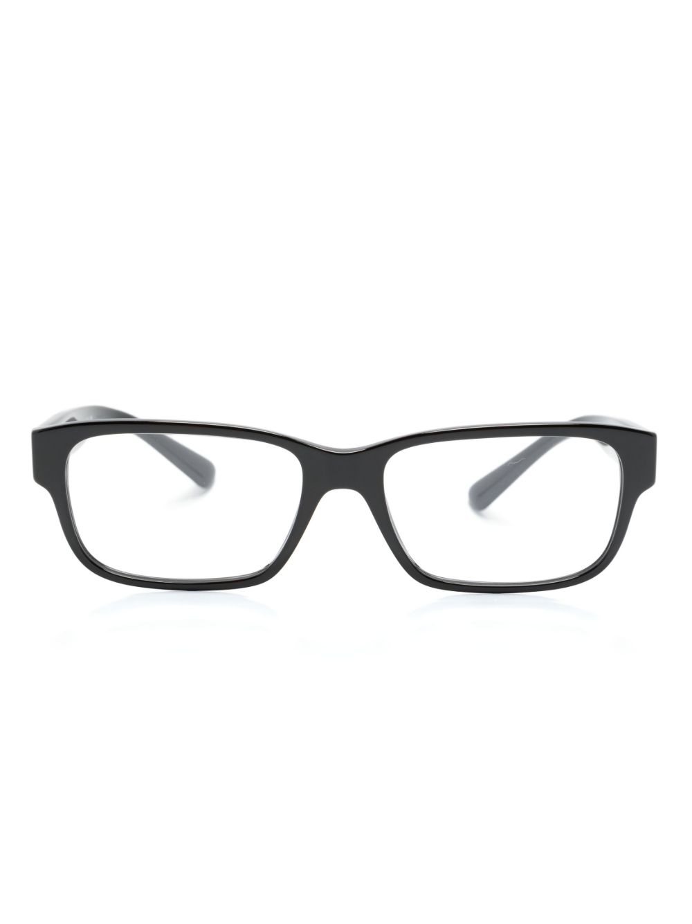 Prada Eyewear logo印花长方形镜框眼镜 - 黑色
