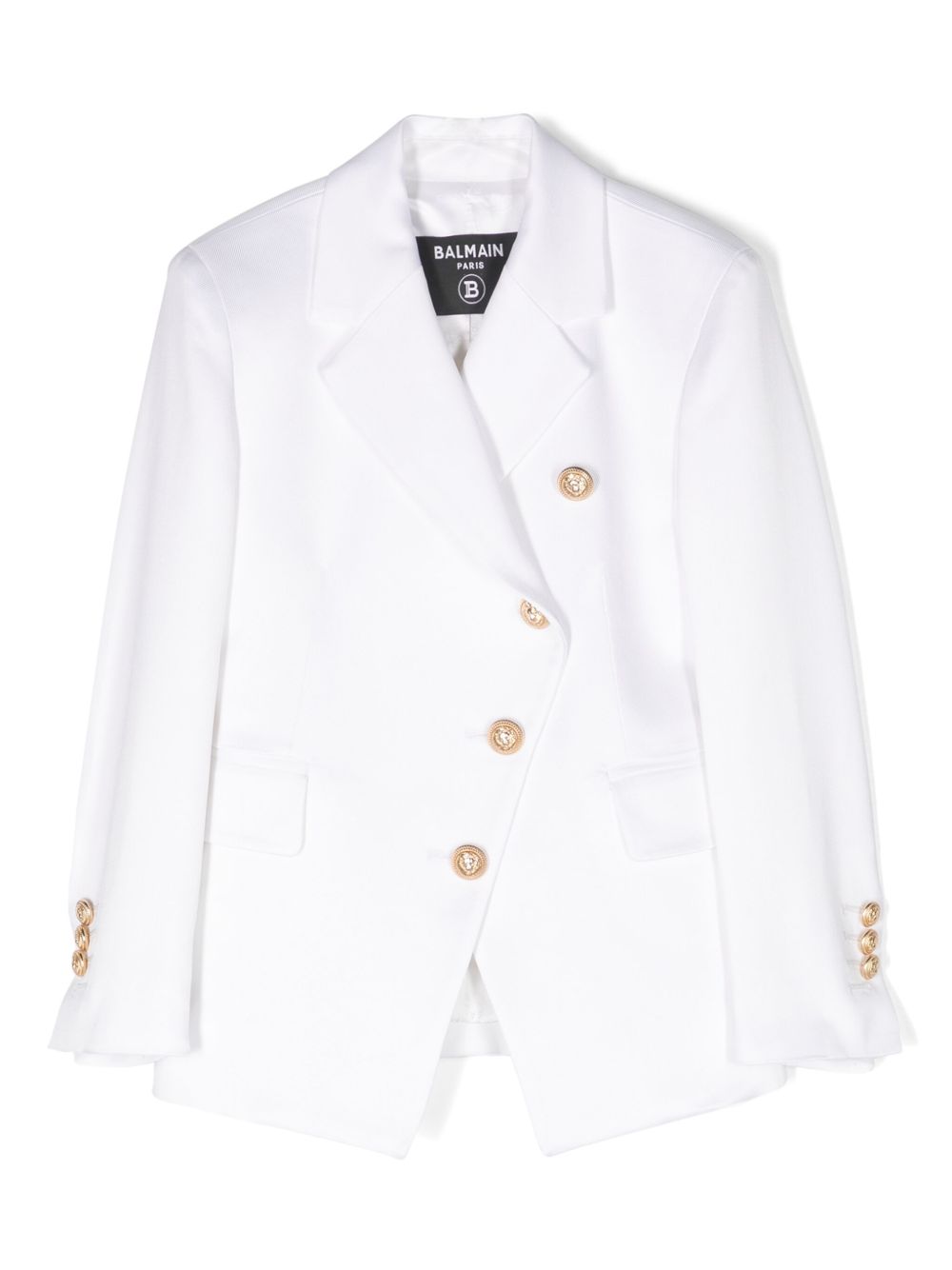 Balmain Kids 不对称单排扣西装夹克 - 白色