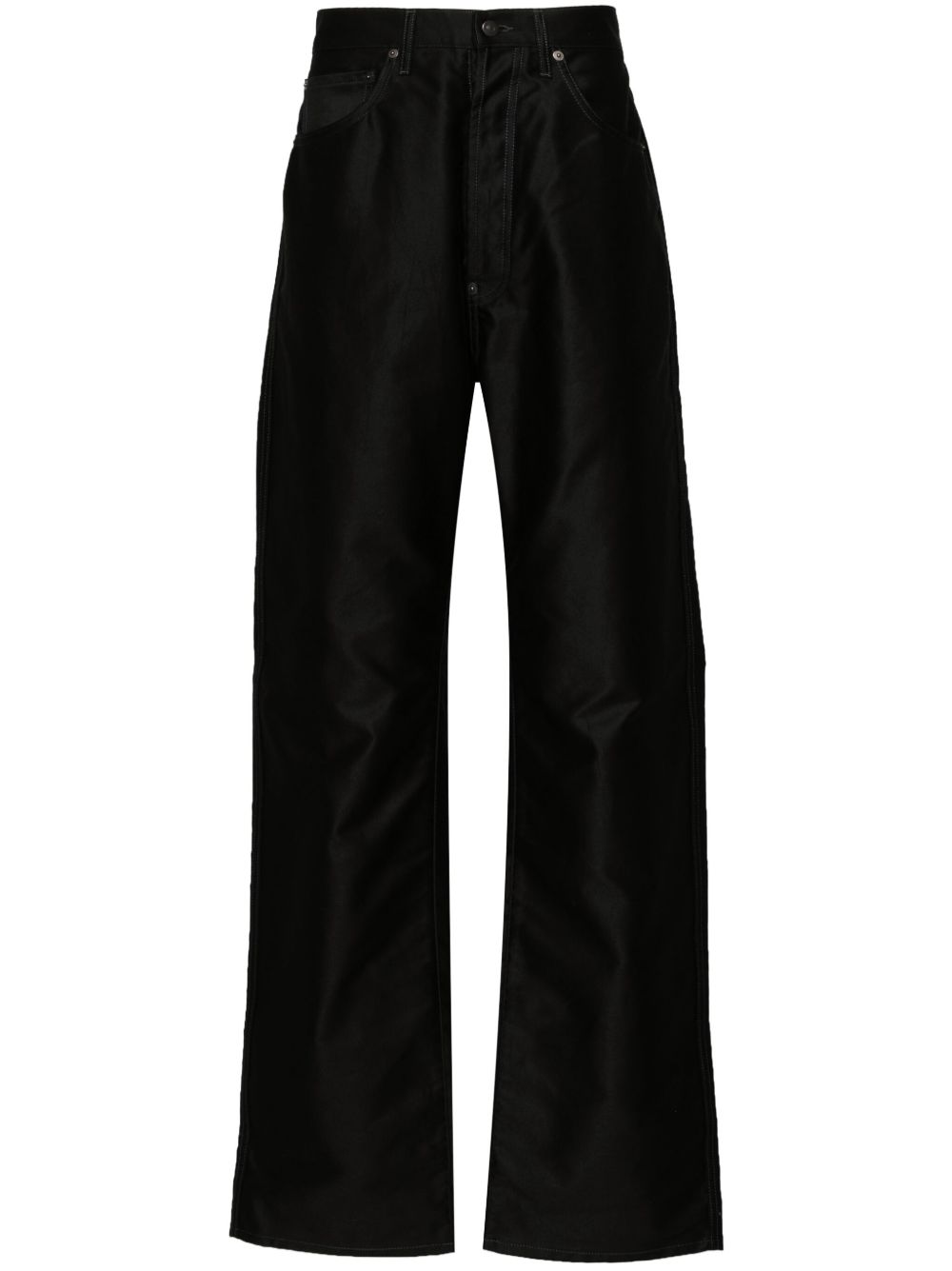 Maison Margiela 四缝线logo长裤 - 黑色