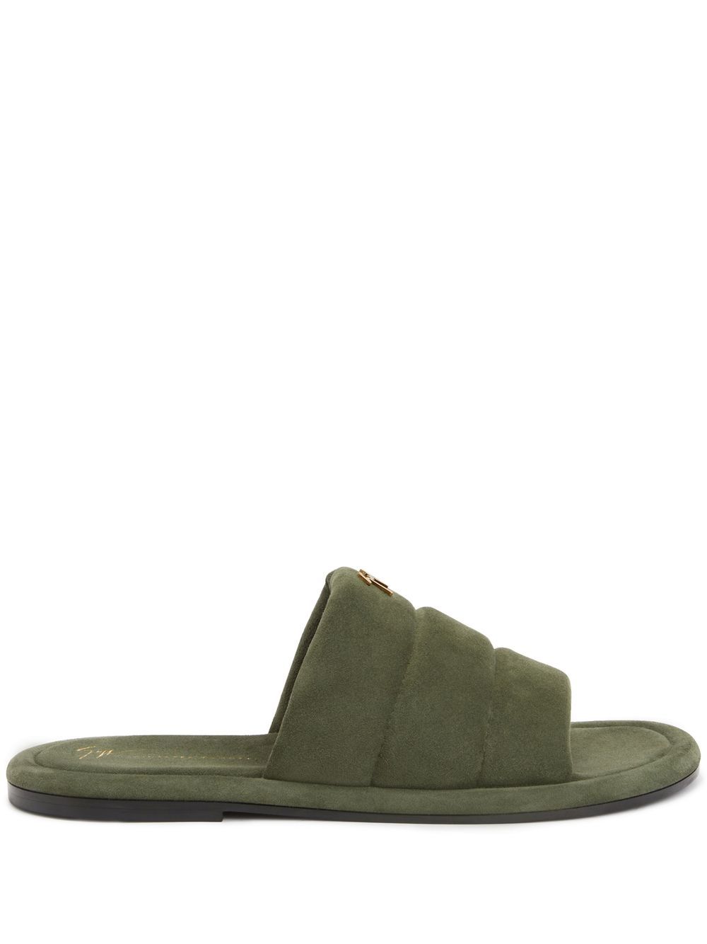 Giuseppe Zanotti Harmande logo标牌绒面皮拖鞋 - 绿色