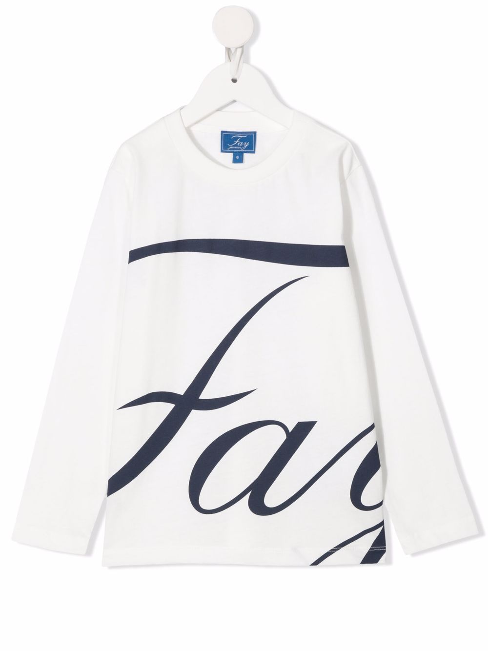 Fay Kids logo印花长袖T恤 - 白色