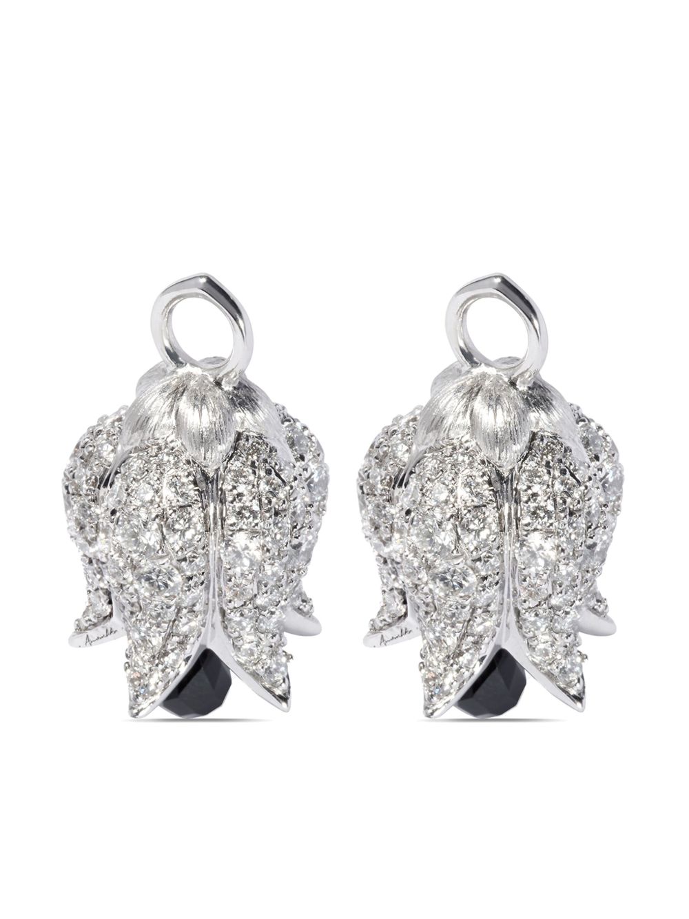 Annoushka 18K白金 Tulips 钻石耳环吊饰 - 银色