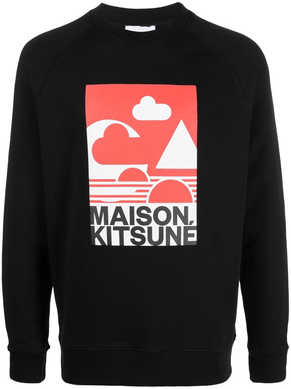 Maison Kitsuné logo印花细节卫衣 - 黑色
